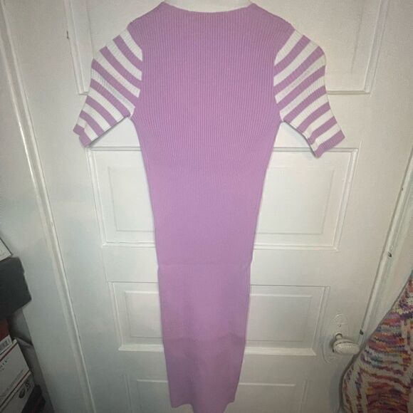 Amanda Uprichard Ribbed V Neck Dress in Lavender Size S - Picture 8 of 11